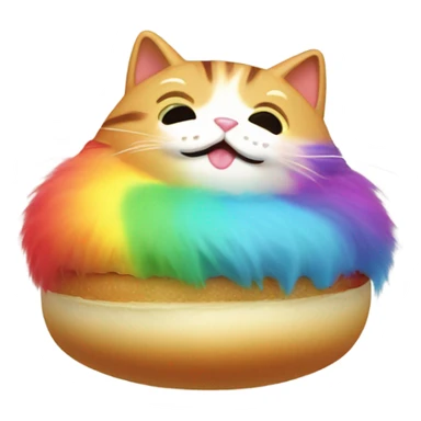 Rainbow cat eating steamed bun sticker