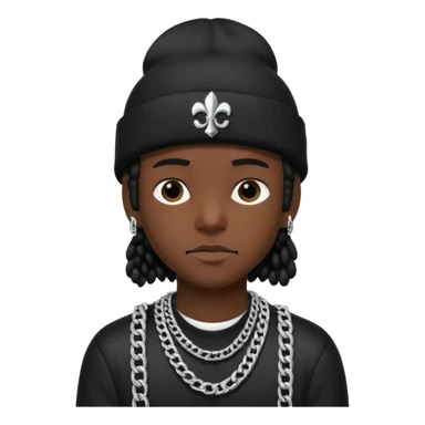 need underground rap aesthetic emoji profile pic for my rap Instagram @foevlone so maybe in a black chrome hearts style beanie that says FV on it and add a Cuban chain sticker