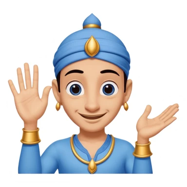Genie from Aladdin. make several options for the genie from alladin cartoon for the further animation, i want that he shows the like sign with his left hand and smiles sticker