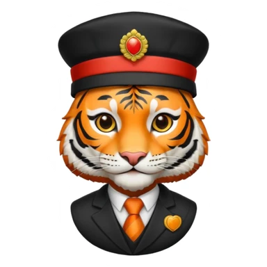 black suited tiger with fes hat sticker