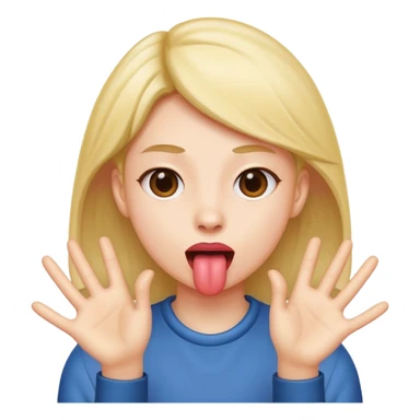 Sticking tongue out with hands to the side sticker