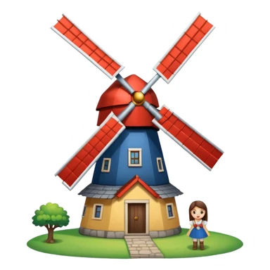 Dutch windmill with cute girl sticker