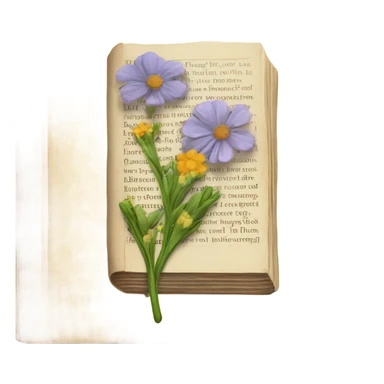 book with some pressed flowers on the pages  sticker