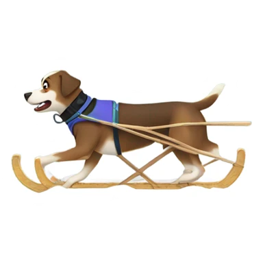 Dog sledding in the snow sticker