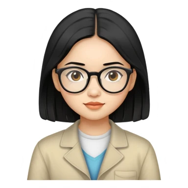 young Vietnamese girl with shoulder-length black hair and glasses sticker