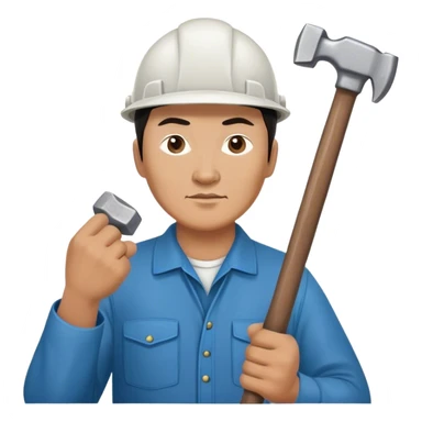 photorealistic kazakh worker middle age with 
hammer sticker