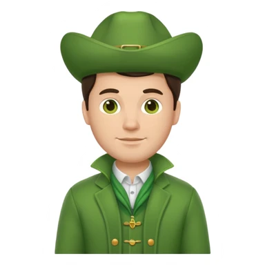 brunette man with green dutch clothing sticker