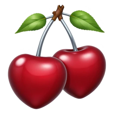 A pair of cherries emoji made of liquid silver chrome, smooth rounded shapes, glossy metallic surface, subtle sensual vibe, luxury sexy aesthetic, iOS emoji style, centered, clean white background sticker