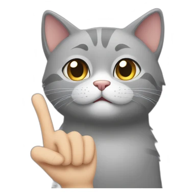 Grey cat who makes a finger of honor sticker
