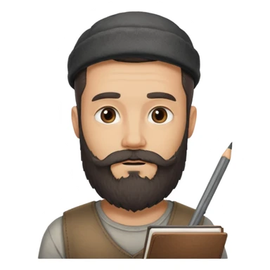 Bearded man with charcoal + sketchbook sticker