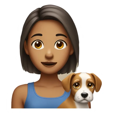 Cute girl with a dog face sticker