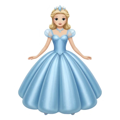 The bubble dress is typically a voluminous ball gown, designed to make Glinda look like she’s literally floating in a bubble. It features:  Pale blue or shimmering white-blue hues (in Ariana Grande’s movie version, it’s a soft, cotton-candy blue). sticker
