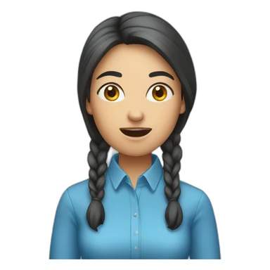 woman speaking loudly blue shirt sticker