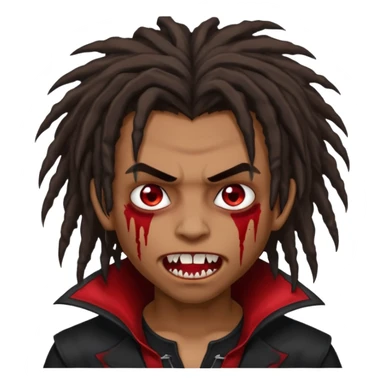 Brown skin Boy, vampire, messy dreadlocks, bloody fangs, emo sticker