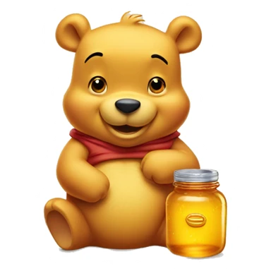 Adorable Winnie the Pooh with honey jar sticker
