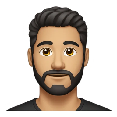 25 year old Hispanic man with a beard and thick eyebrows light skin, black shirt and side fades and a comb over with very dark brown eyes sticker