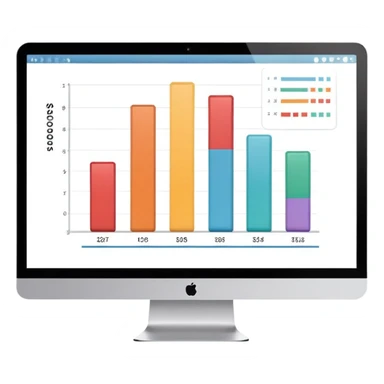 computer screen displaying a single presentation slide with a title line and a chart  sticker