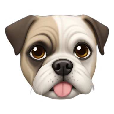 A pug cross bred with a schnauzer with fully white furr and brown eyes sticker