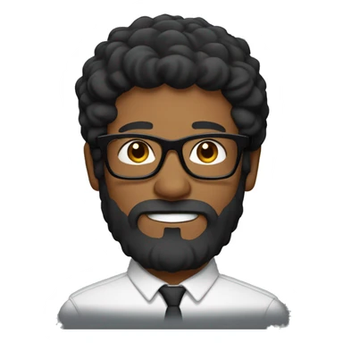 Man with red beard, black glasses, pronounced chin and black middle long hair sticker