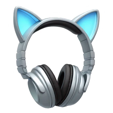 Silver cat ear headphones with light blue inside one ear and pink inside the other ear sticker