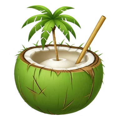 Green Coconut with straw sticker