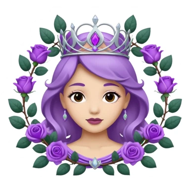 Purple rose with silver tiara and a purple emblem leaf wreath sticker