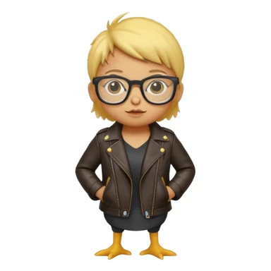 chick animal with glasses, wearing leather jacket sticker