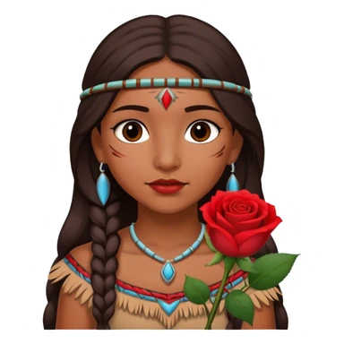a native american girl holding a rose sticker