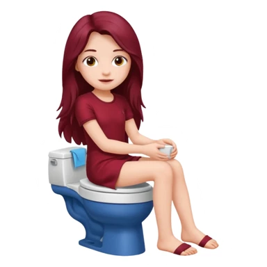 Beautiful burgundy long haired girl sitting on the toilet sticker