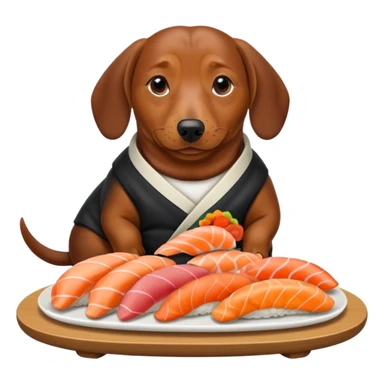 overweight dachshund eating too much sushi  sticker