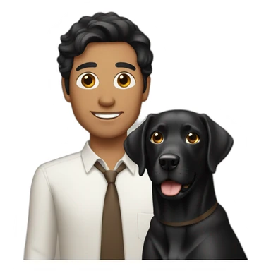 black haired man with labrador sticker