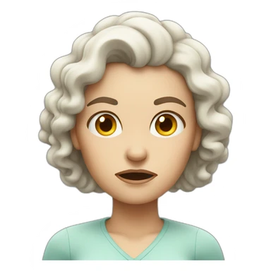 curly white woman with an angry expression on her face sticker