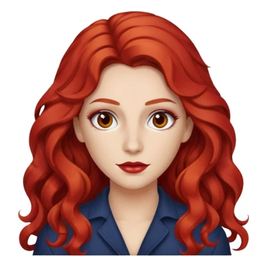 Chappell Roan (b.1998) with red long wavy hair, makeup sticker