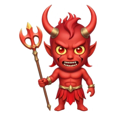 satan emoji holding a trident. make him red and scary sticker