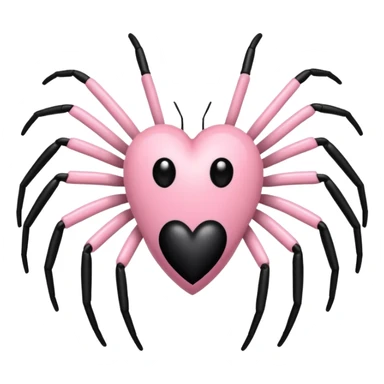 Light pink heart with black spider in center sticker