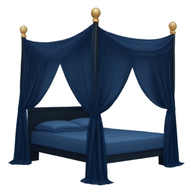 Midnight blue canopy bed with sheer curtains sticker