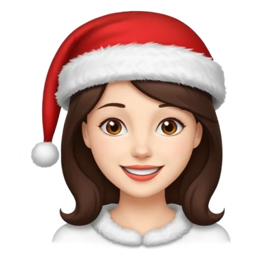 brunette woman with wearing Santa sticker