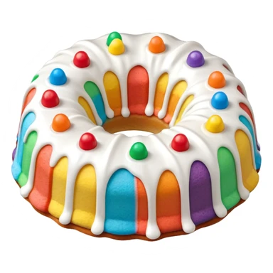 white frosted Bundt rainbow chip cake sticker