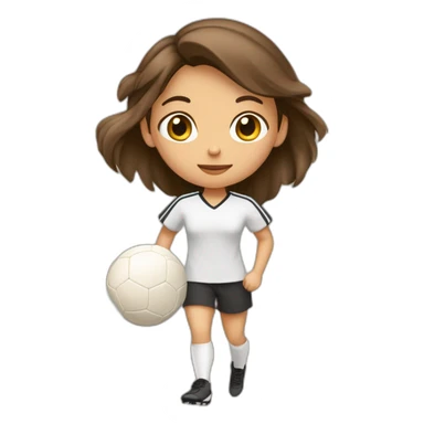 Fille footballeuse brune beige qui cour avec un ballon  sticker