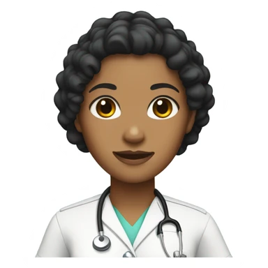 Tan nurse with black curly hair sticker