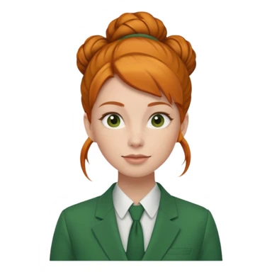 ginger woman with bun hair with green suit  sticker