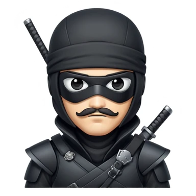 black ninja mercenary android with mustache and eye-patch sticker