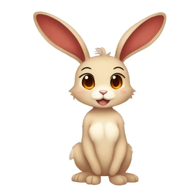 Cute, Anthro, Sona, Dark-Brown, Normal-type-Ground-type Tan-Rabbit-Fakémon with Dark-Red eyes, beige ears, beige belly, beige paws, beige feet, beige freckles, full body sticker