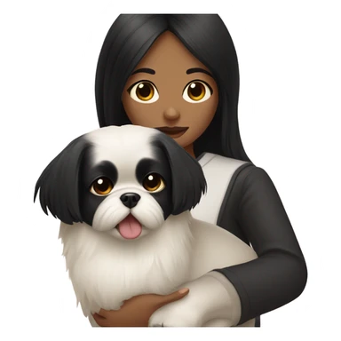 Girl with a black hair and white Pekingese sticker