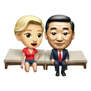 Photorealistic Trump and Xi Jinping at the beach by the pool together sticker