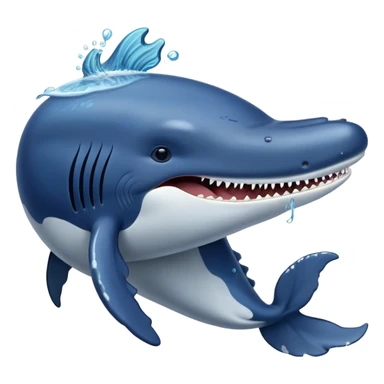 Meme-Worthy Singing Humpback Whale Portrait Emoji, Mouth open wide in a dramatic, melodious pose, showcasing a deep blue-gray body with barnacle accents and an expressive, soulful gaze, Simplified yet artistically graceful features, highly detailed, glowing with a soft, magical marine aura, high shine, enchanting and full of life, stylized with an air of deep-sea wonder, soft glowing outline, capturing the essence of a majestic humpback whale mid-song, resonating with the beauty of the ocean's ancient melodies! sticker