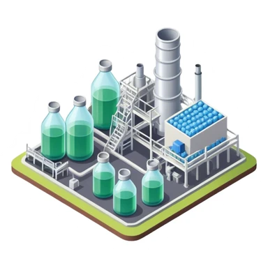 Isometric plastic bottles factory  sticker