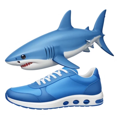 Un tiburón con tenis azules sticker