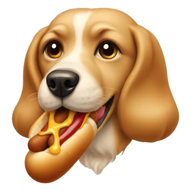 a dog eating a hot dog sticker