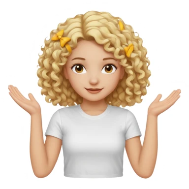 Not guilty hands up smirk girl curly blonde haie sticker